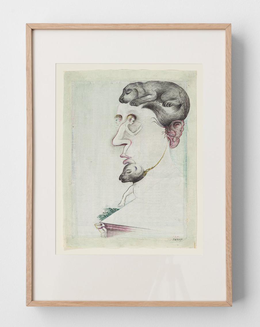 "Профиль". Серия "Спрятанные лица", 1997 год.Бумага, карандаш, перламутр.