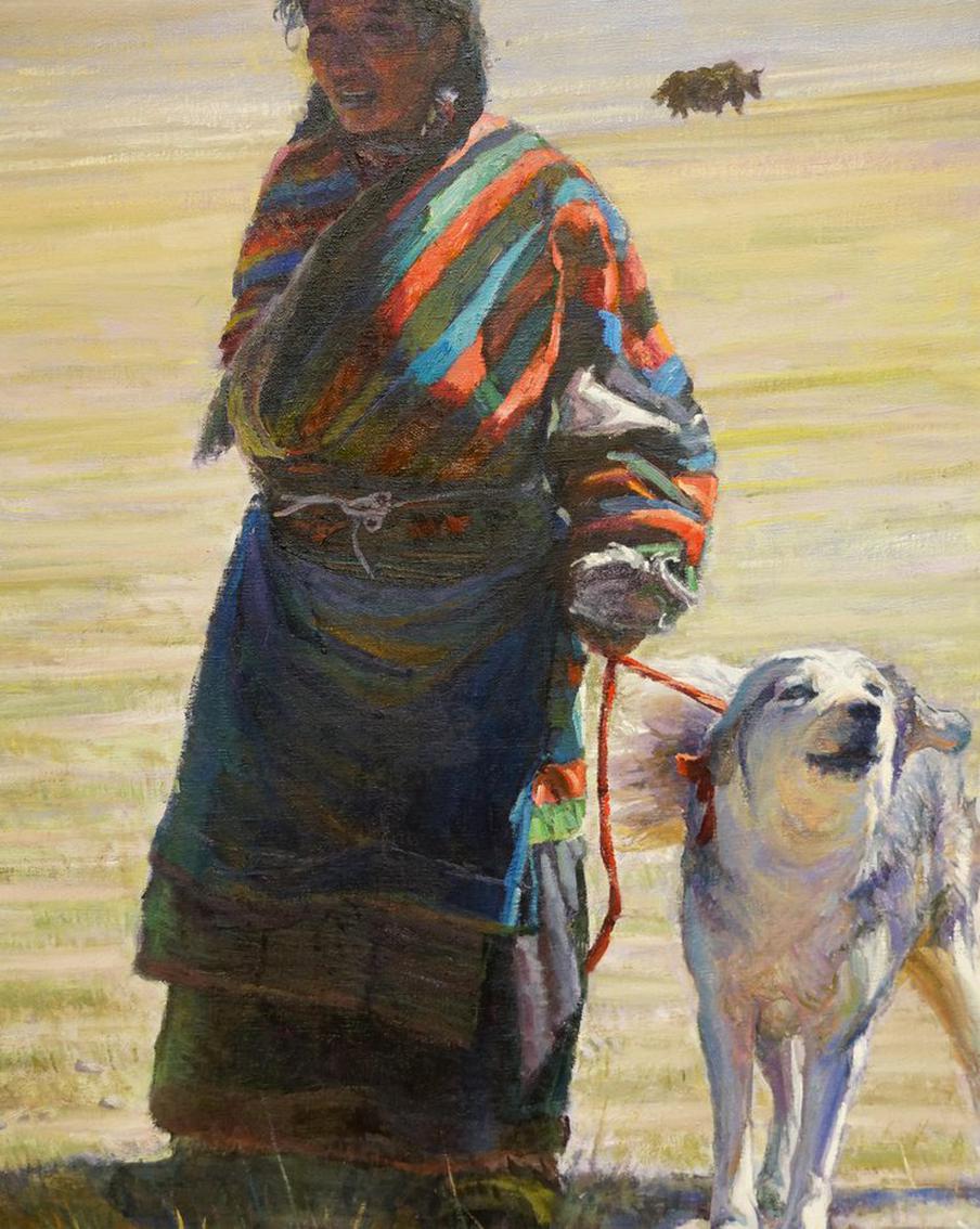 Китаец учился живописи у Репина. В своём творчестве он подчёркивает единство двух культур