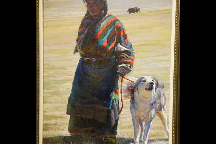 Китаец учился живописи у Репина. В своём творчестве он подчёркивает единство двух культур