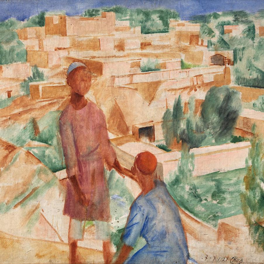 Кузьма Петров-Водкин, "Мальчики на фоне города (Самаркандский этюд)", 1921.