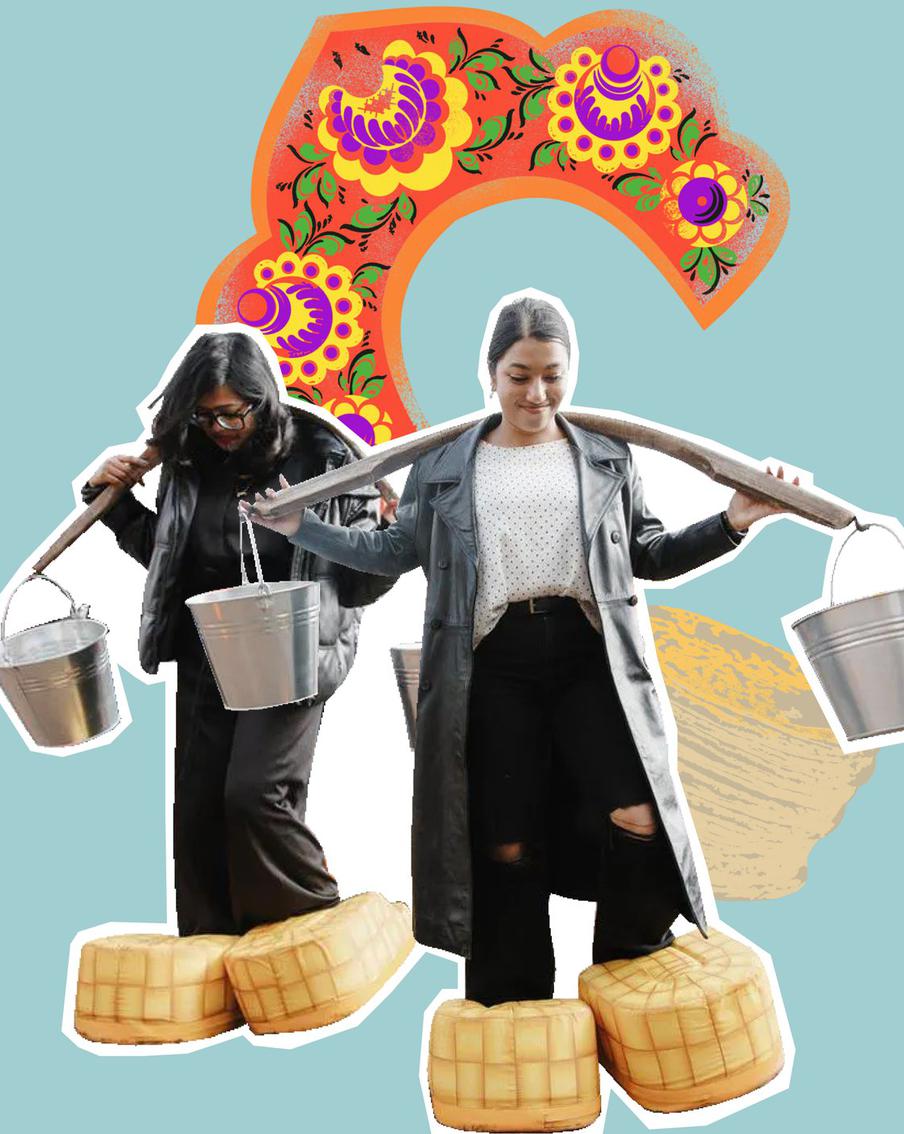 В лаптях с вёдрами и с блинами в варенье: студентки из Бангладеш попробовали Масленицу на вкус