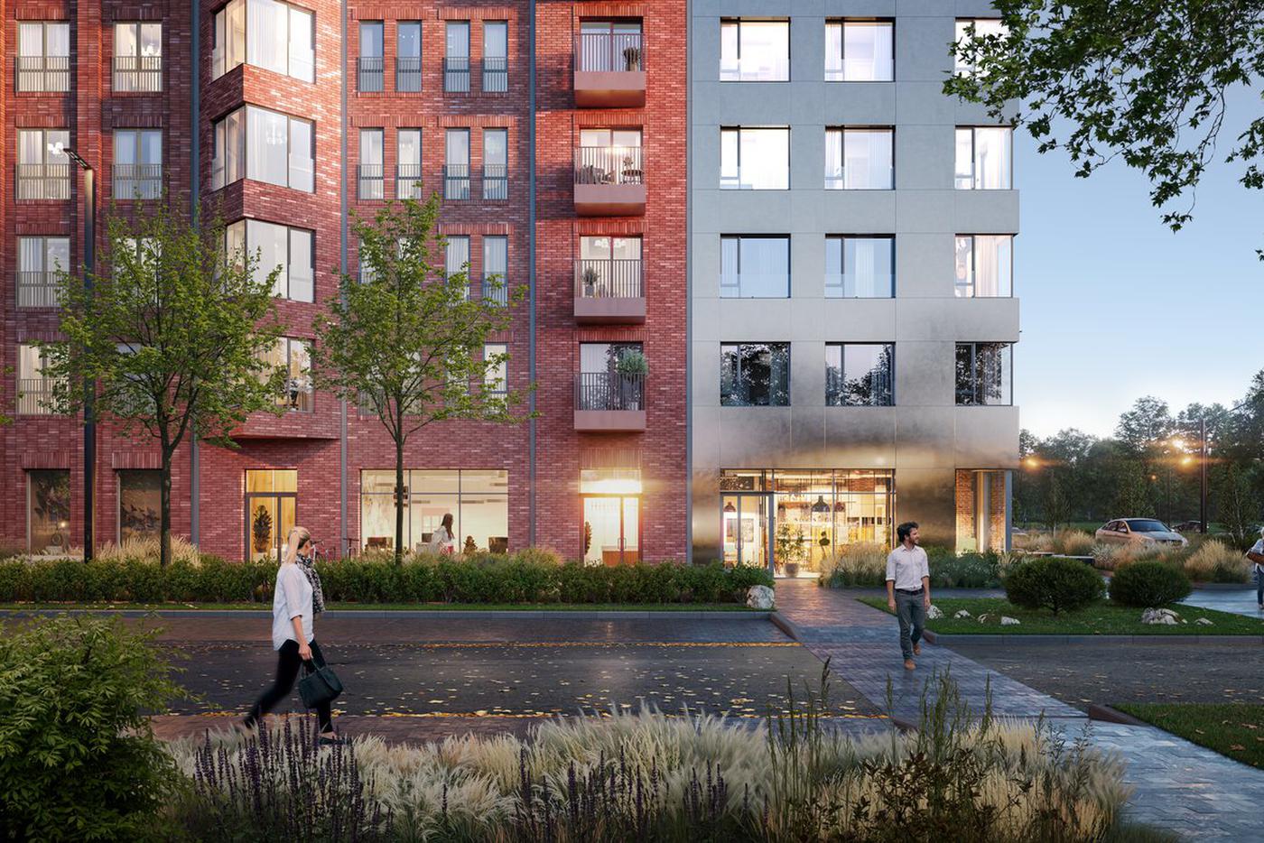 Мы переосмыслили зону первых этажей. Пешеходные галереи, остекление и современные фасады формруют комфортное пространство для работы и отдыха.