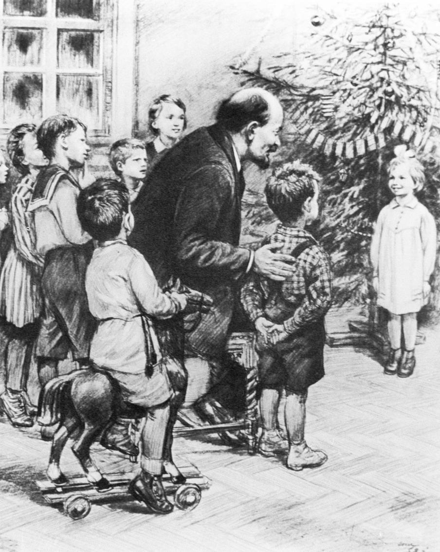 "Ёлка в Сокольниках", (1952). Художник Николай Жуков. Репродукция.