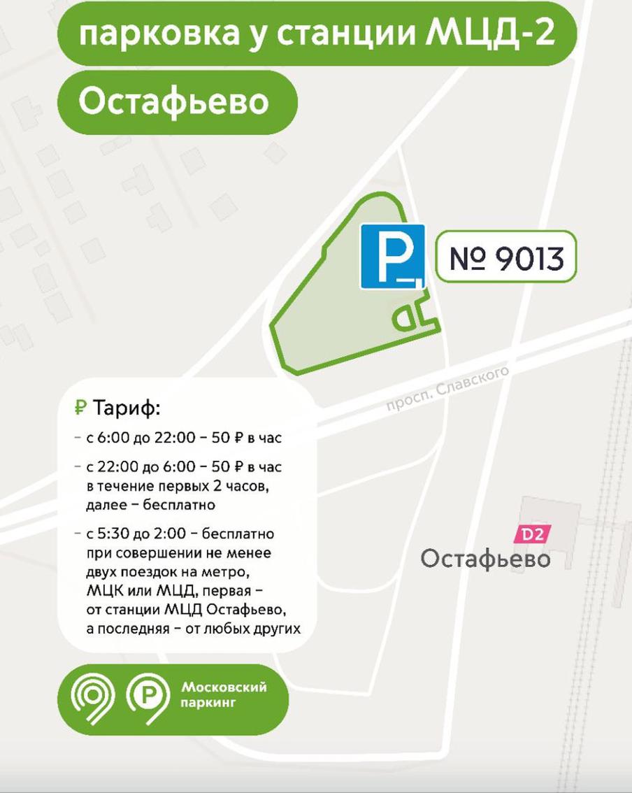 Перехватывающая парковка у станции МЦД-2 Остафьево.