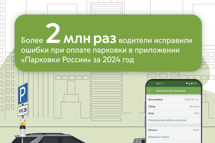 В приложении "Парковки России" можно вносить изменения в случае ошибок – в 2024 это делали более 2 млн раз