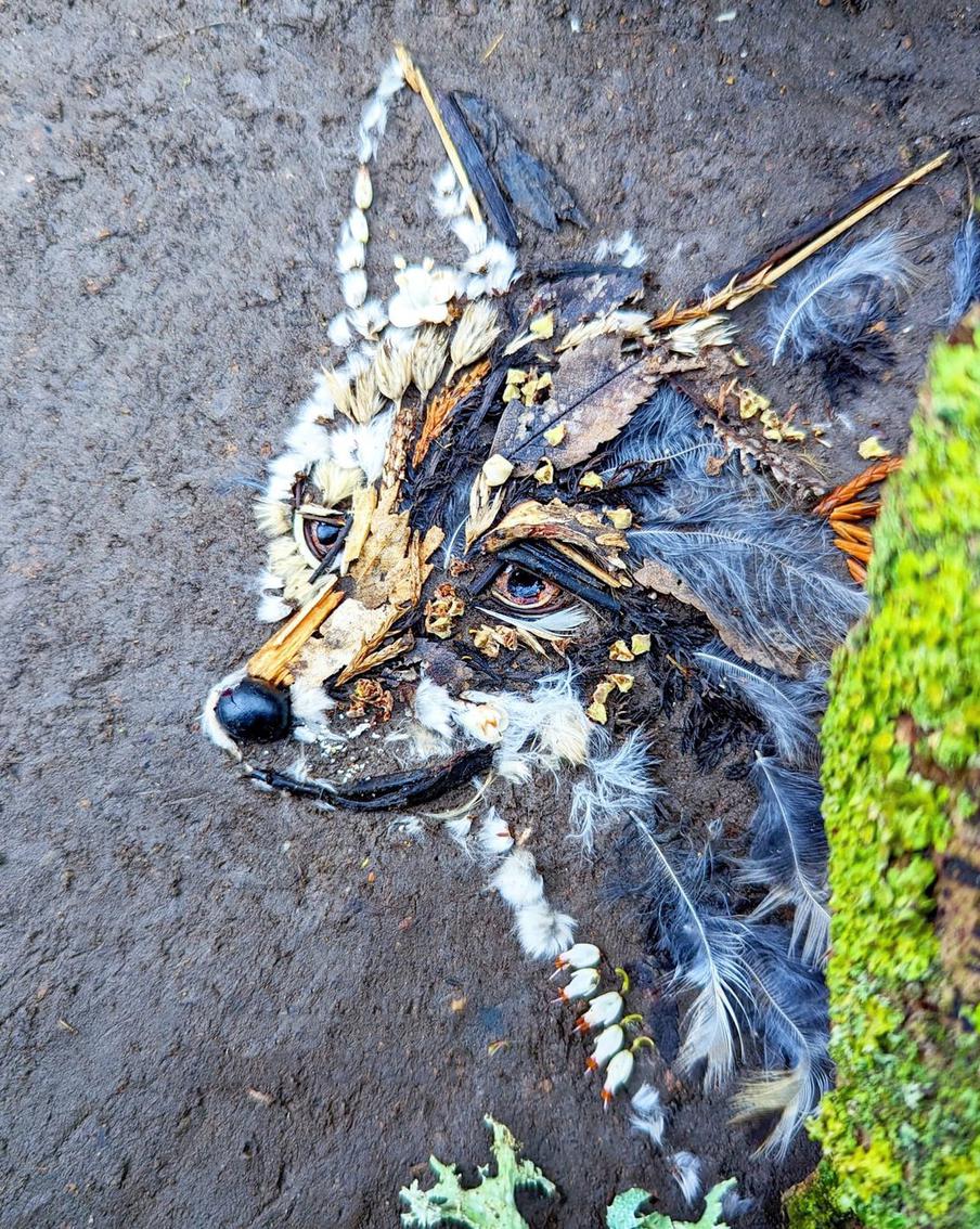 Художница рисует портреты из всего, что находит в лесу – успокаивает нервную систему