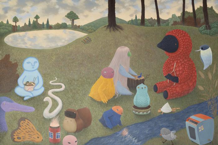 Диковинные животные живут на опушке леса у озера памяти. Их художница придумала из облаков, проплывающих над Москвой