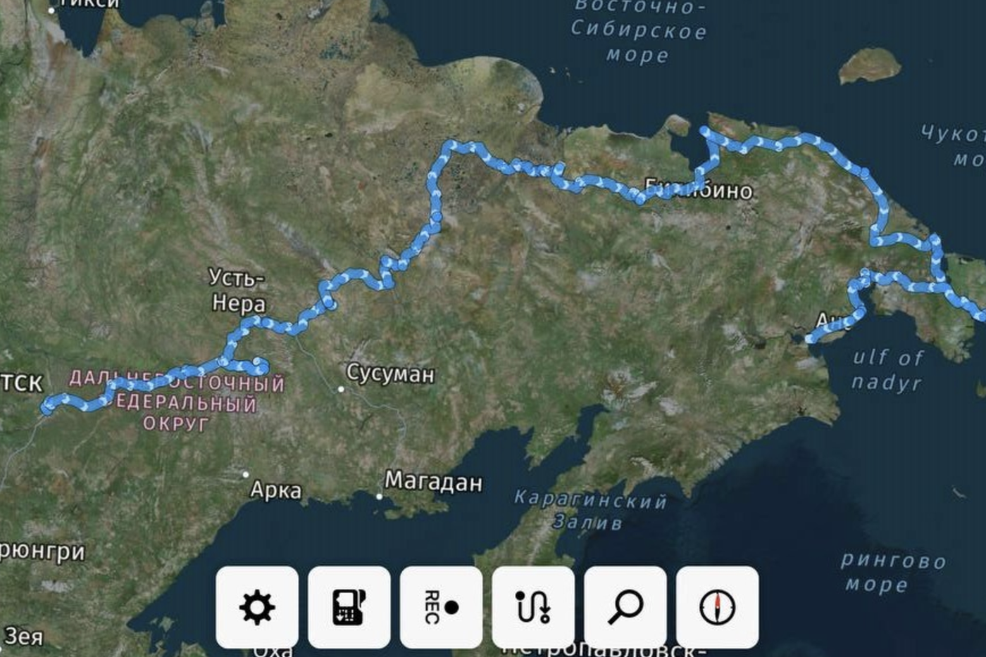 Вот как выглядел проделанный путь команды на GPS-навигаторе.