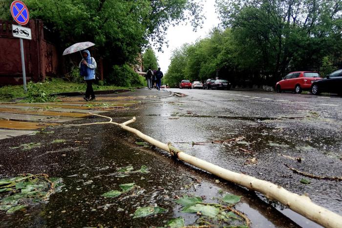 Мощный циклон в Московской области повредил машины и вышку связи