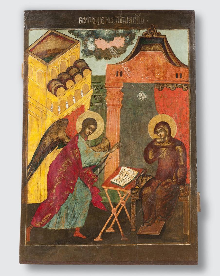 Икона "Благовещение". Конец XVII века. Дерево, левкас; темпера. Из собрания музея-заповедника "Коломенское".