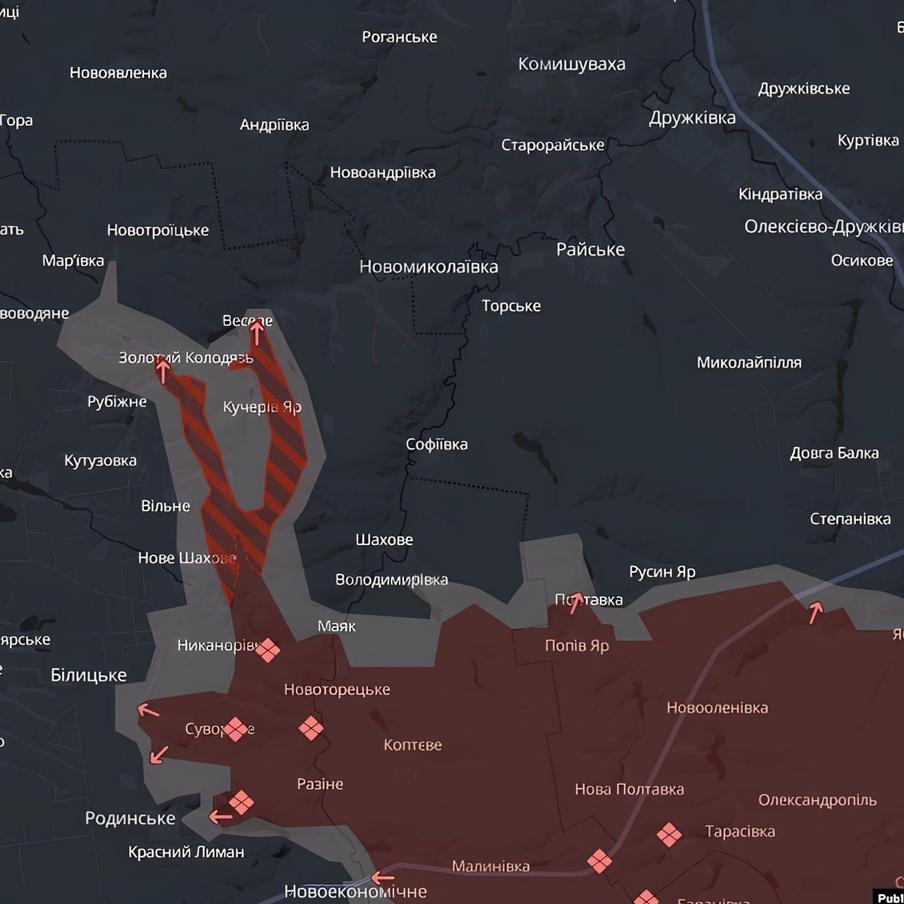 Карта российского наступления севернее Красноармейска.