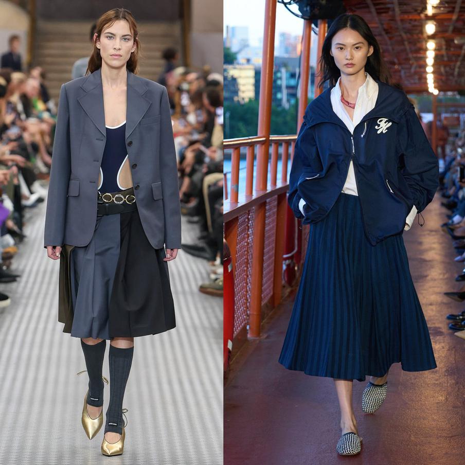 Модели на показах Miu Miu и Tommy Hilfiger.