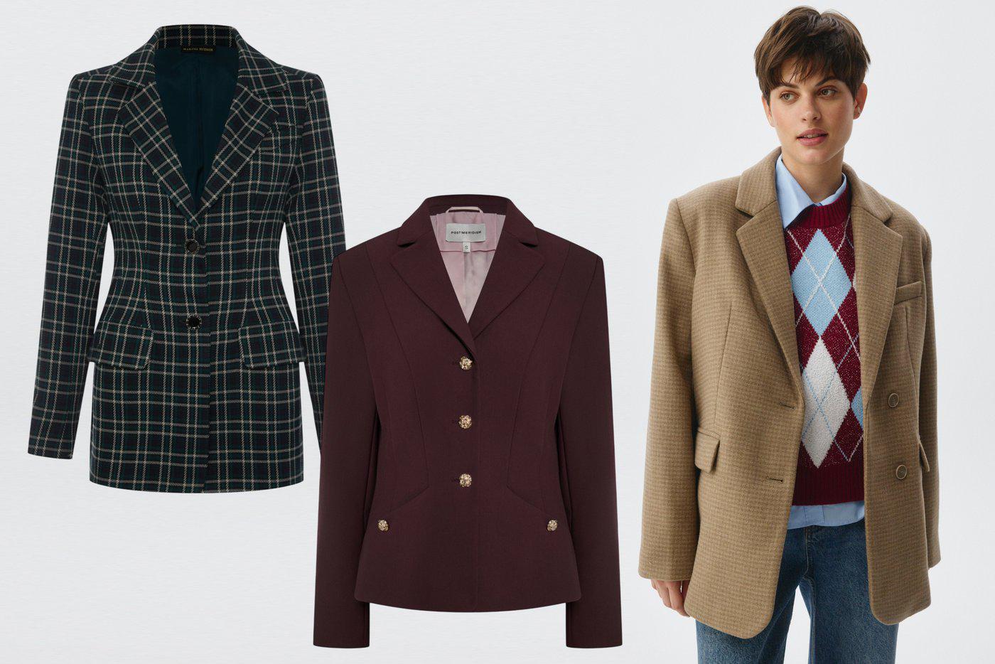 Жакет из шерсти Marina Budnik (33 000 ₽) / жакет из поливискозы Post Meridiem (28 800 ₽) / жакет из смесовой шерсти Sela (6999 ₽)