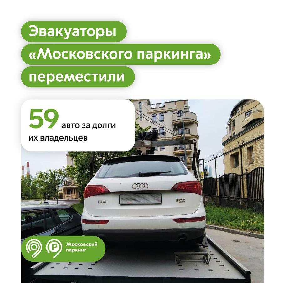 Максим Ликсутов: 59 автомобилей переместили эвакуаторы "Московского паркинга" за крупные долги их владельцев
