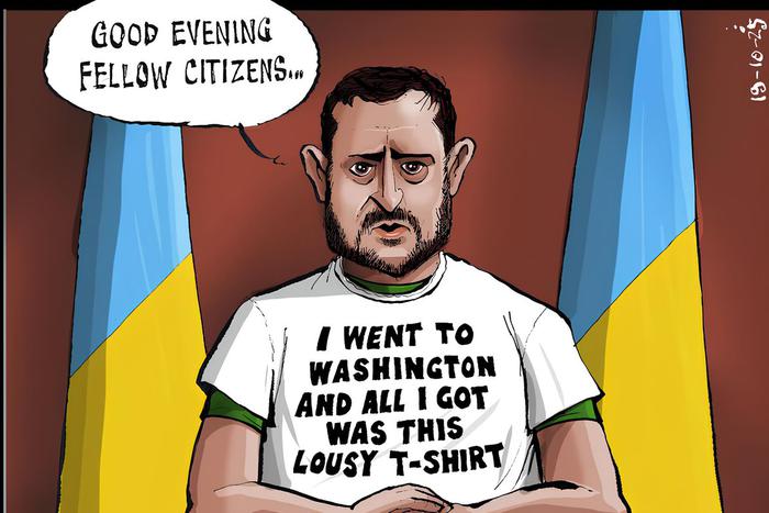 В Великобритании высмеяли итоги переговоров Украины и США карикатурой на Владимира Зеленского