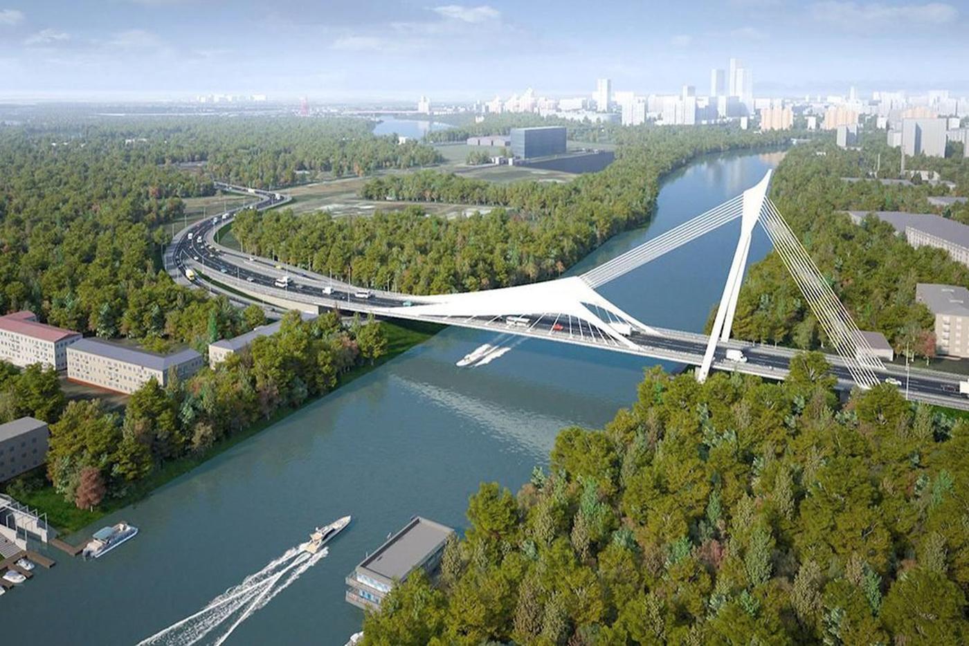 Собянин: Мост-парус на западе Москвы строится без остановки движения по реке