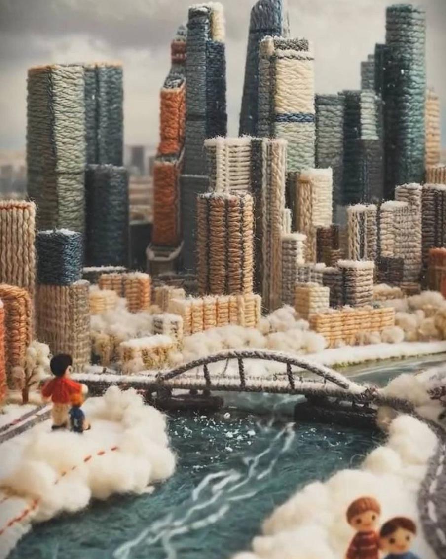 Даже стеклянный бизнес-центр выглядит уютнее.