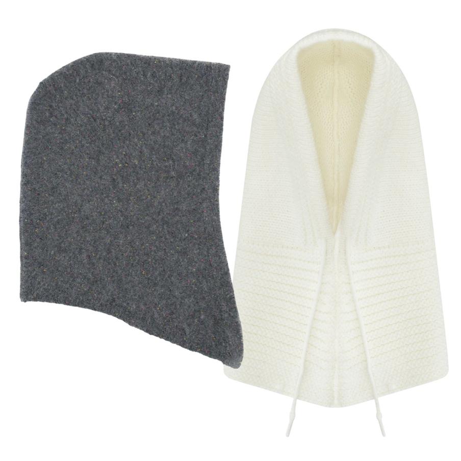 Капор из шерсти с ангорой Urbanpeak (6000 ₽) / капор Mavin (2490 ₽)