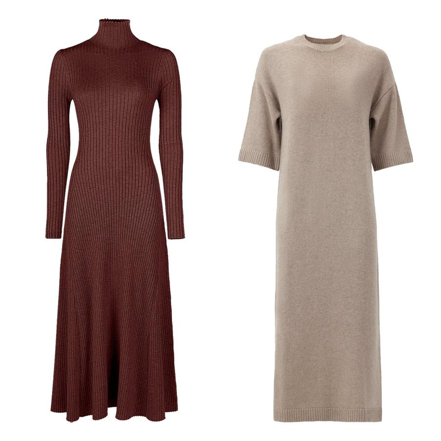 Трикотажное платье Love Republic (7599 ₽) / вязаное платье из шерсти с кашемиром Charuel (19 990 ₽)