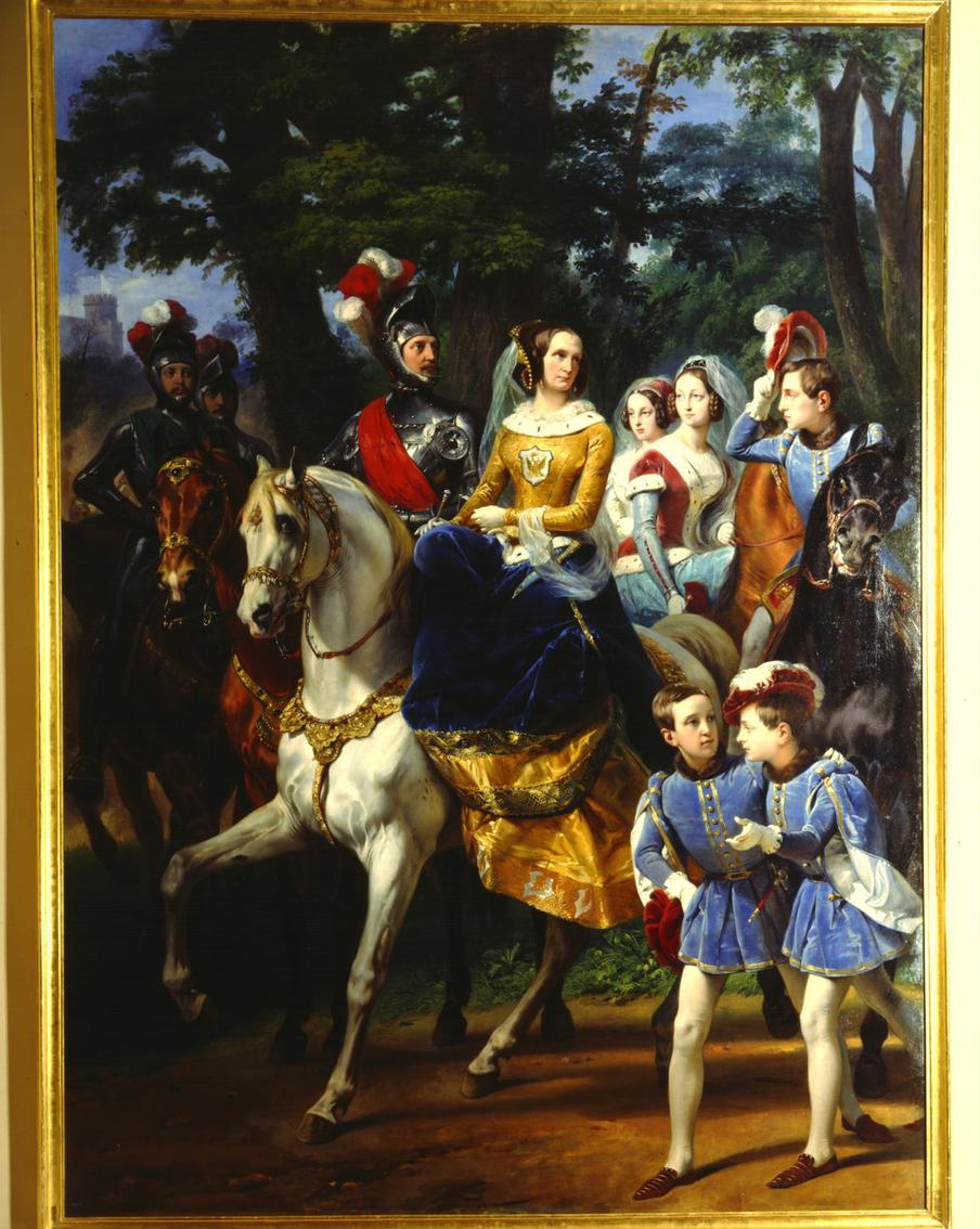 Картина "Царскосельская карусель" — произведение французского художника-баталиста Ораса Верне. Он выполнял дипломатические поручения в России и среди других заказов императорского двора создал полотно, на котором запечатлел праздник в честь 25-летия бракосочетания Николая I и императрицы Александры Фёдоровны. "Царскосельская карусель" представляла действо в средневековой стилистике. В рыцарском костюмированном кортеже приняла участие семья императора, где для дам были изготовлены яркие средневековые наряды, а кавалеры использовали аутентичные доспехи из Арсенала Царского Села.