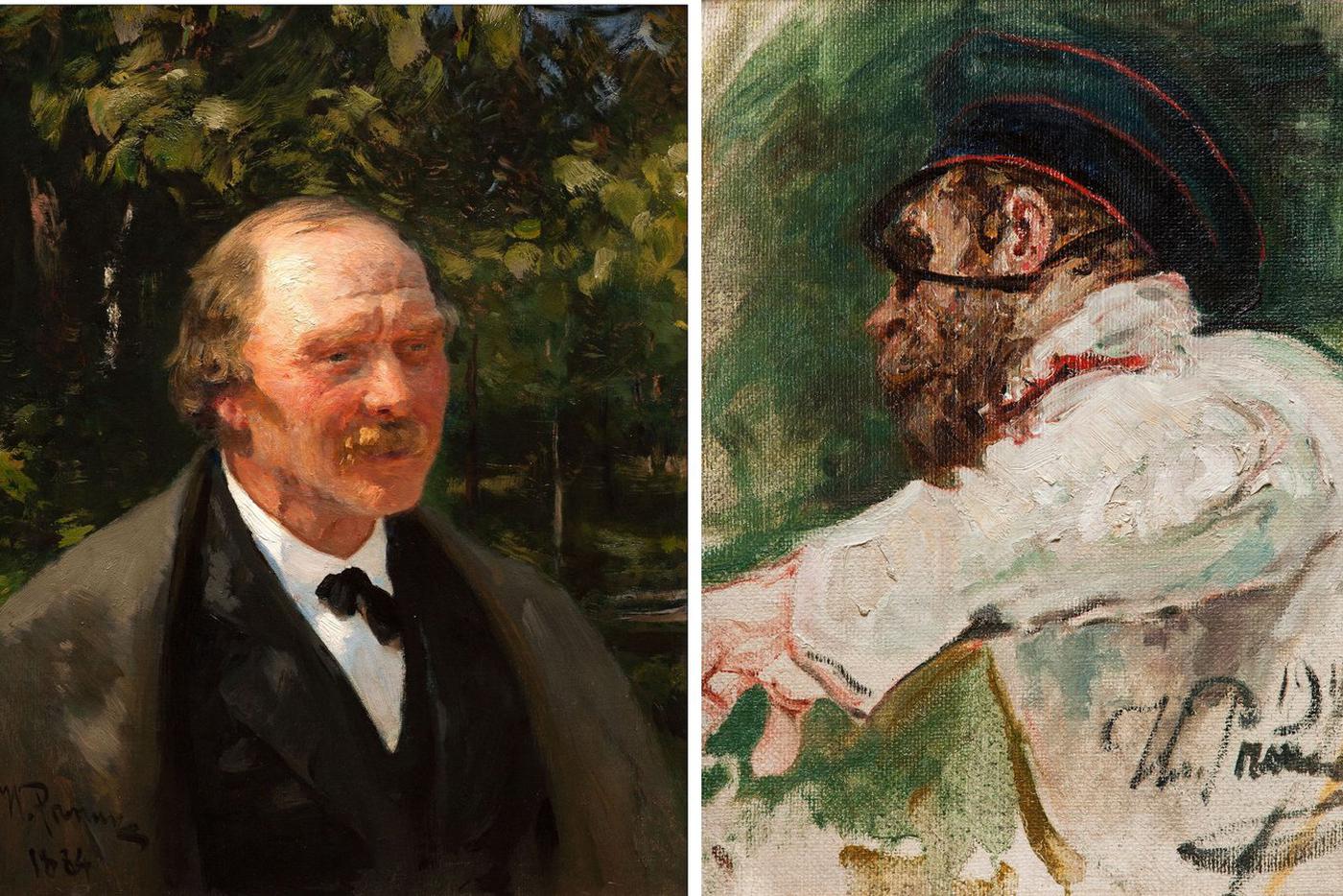 Набросок "Доктор" (справа) и "Портрет А.Г Белопольского" (слева) Ильи Репина.