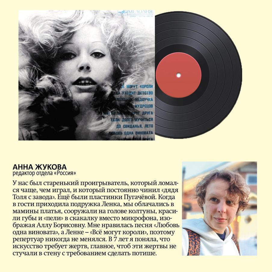 Любимая песня редактора отдела "Россия" с пластинки Аллы Пугачёвой – "Любовь одна виновата".