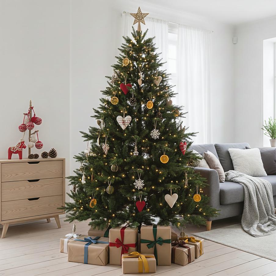 Ёлка в скандинавском интерьере.