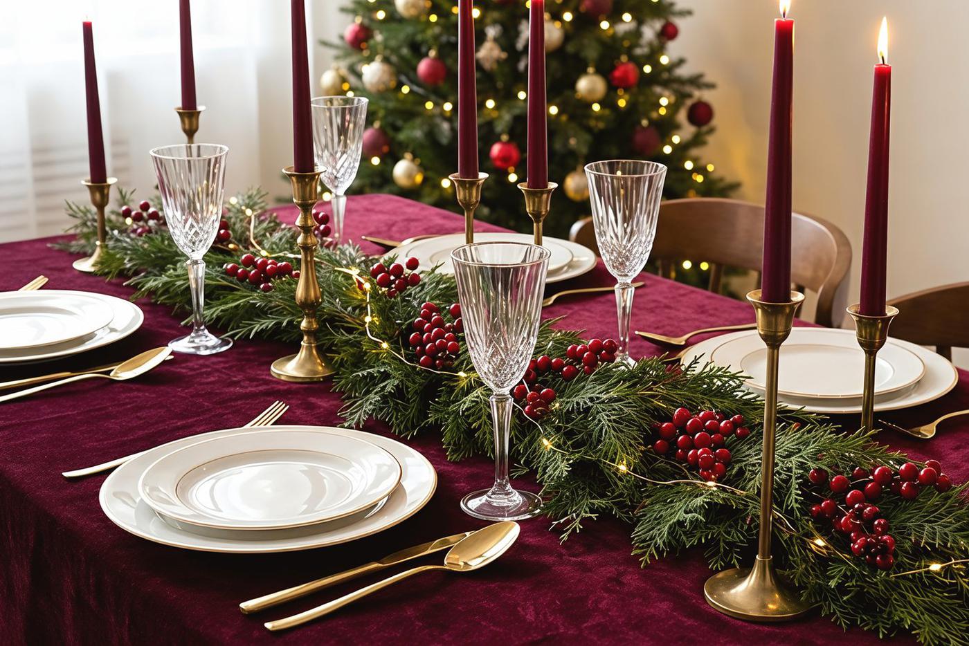 Новогодний стол в классическом стиле.