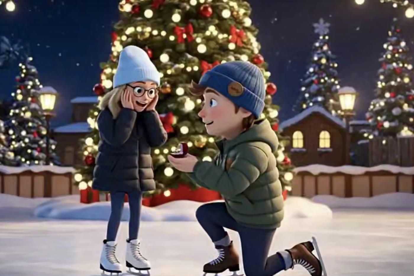 На катке кинопарка "Москино" мужчина сделал предложение возлюбленной