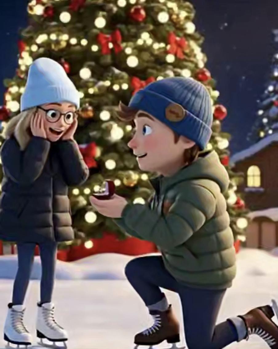 На катке кинопарка "Москино" мужчина сделал предложение возлюбленной