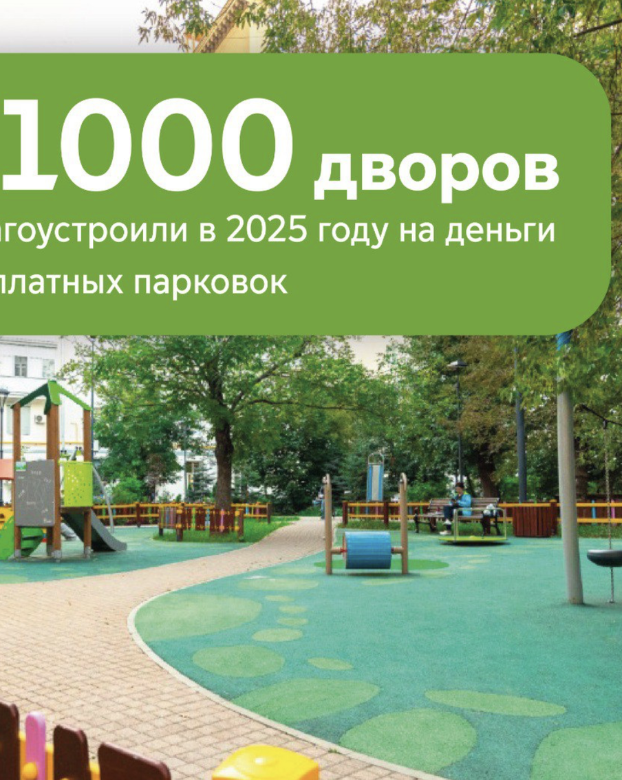 Более 1 тысячи дворов обновили в 2025 году в Москве на деньги от уличных платных парковок