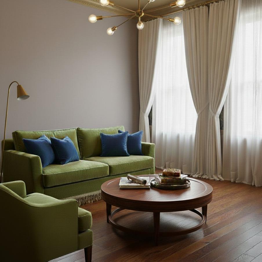 В таком дизайне активно используются драпировки и бархат.