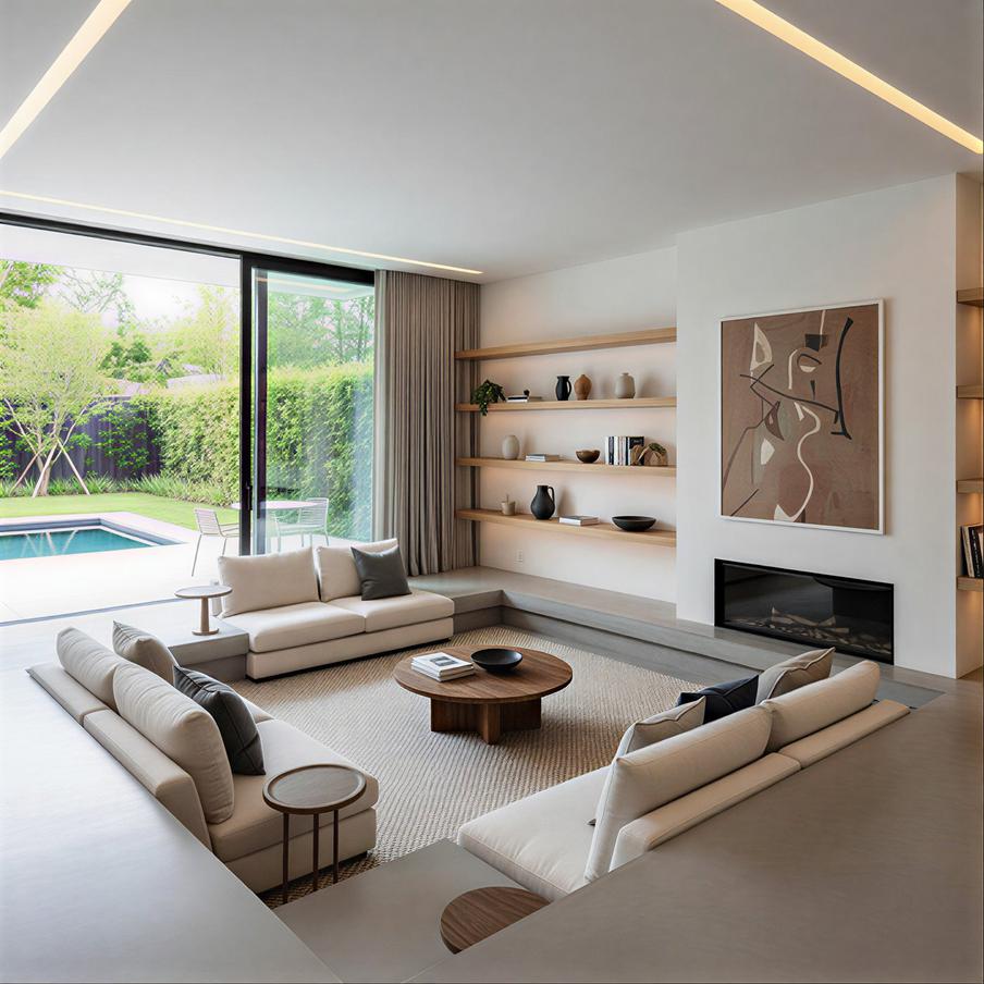 Утопленная гостиная становится ответом на желание создать уютное место для общения и отдыха.