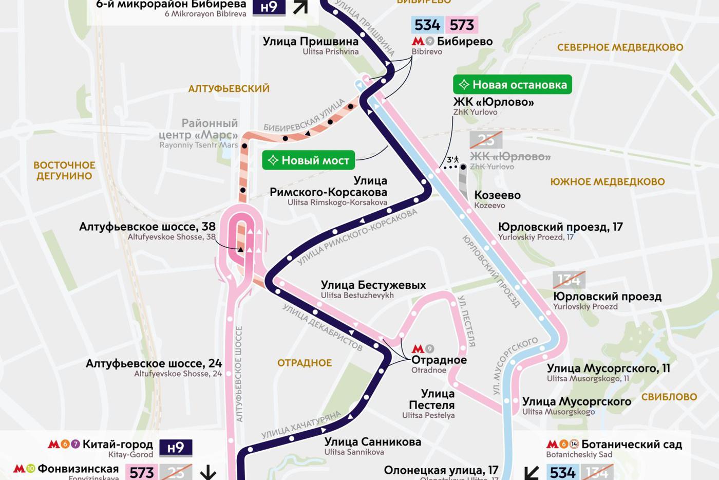 Схема новых маршрутов.