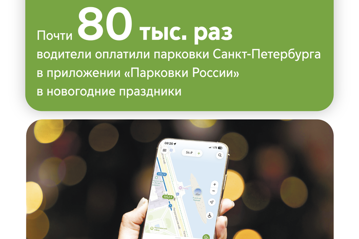 Почти 80 тысяч раз водители оплатили парковку на улицах Санкт-Петербурга в приложении "Парковки России" в праздники