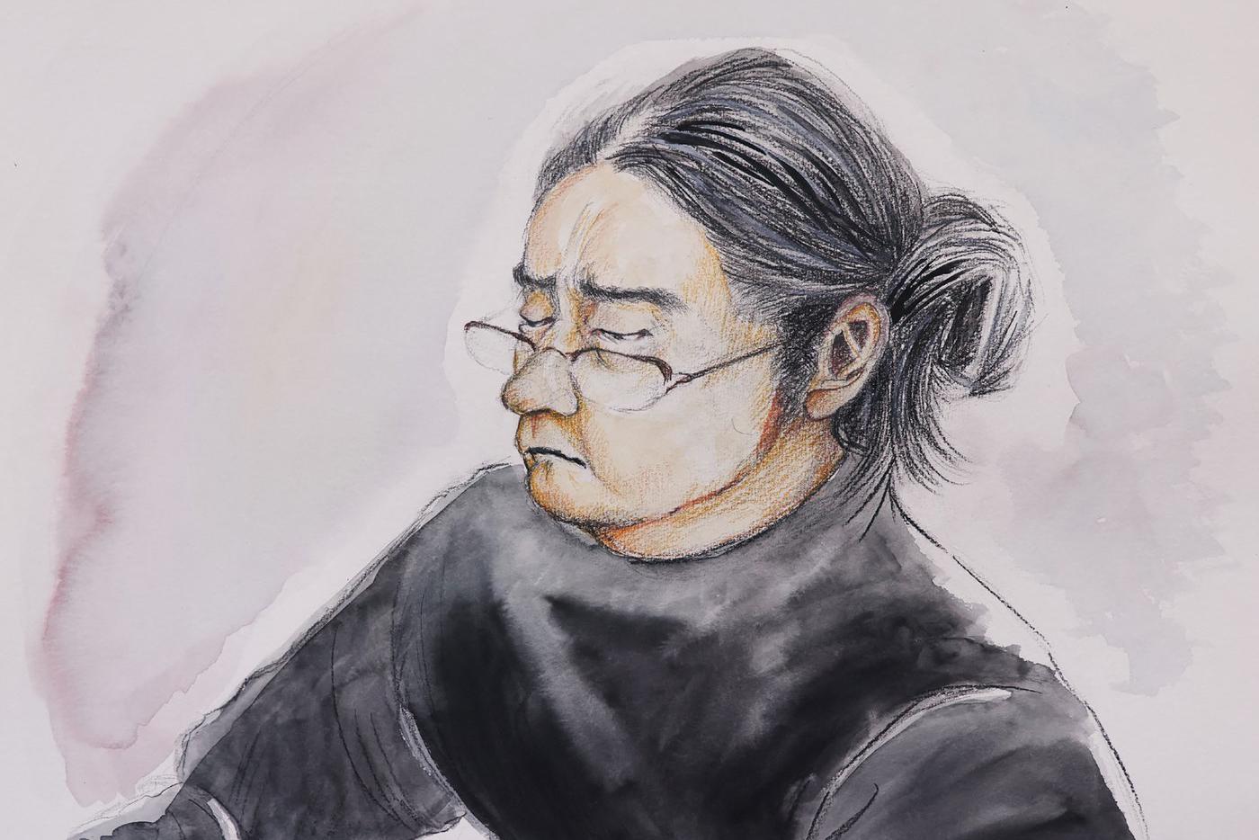 Убийца бывшего премьер-министра Японии Тэцуя Ямагами на заседании суда.