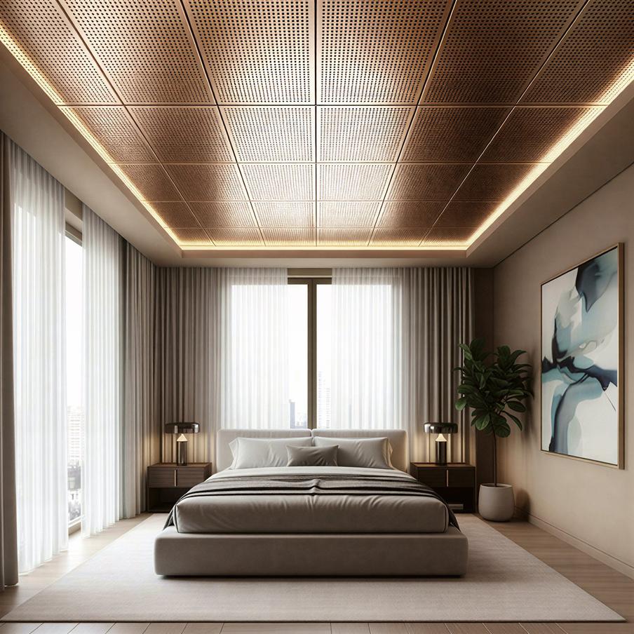 Металлические панели создают правильную акустику и добавляют интерьеру "тепла".