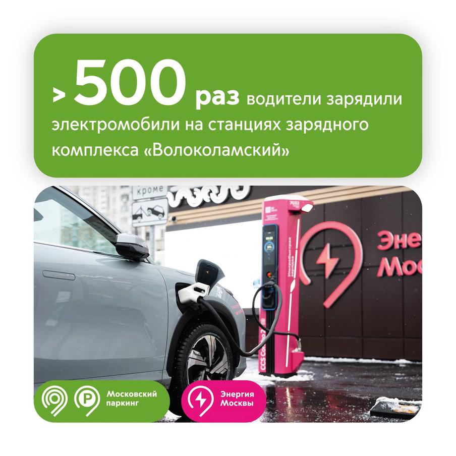 Ликсутов: более 500 раз водители зарядили автомобили на станциях первого городского зарядного комплекса "Волоколамский"