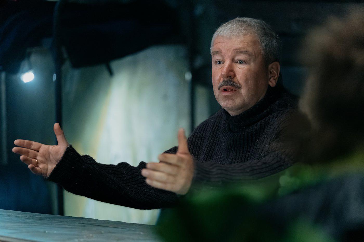 Александр Робак в роли туриста по фамилии Грубов на съёмках фильма "Вершина".