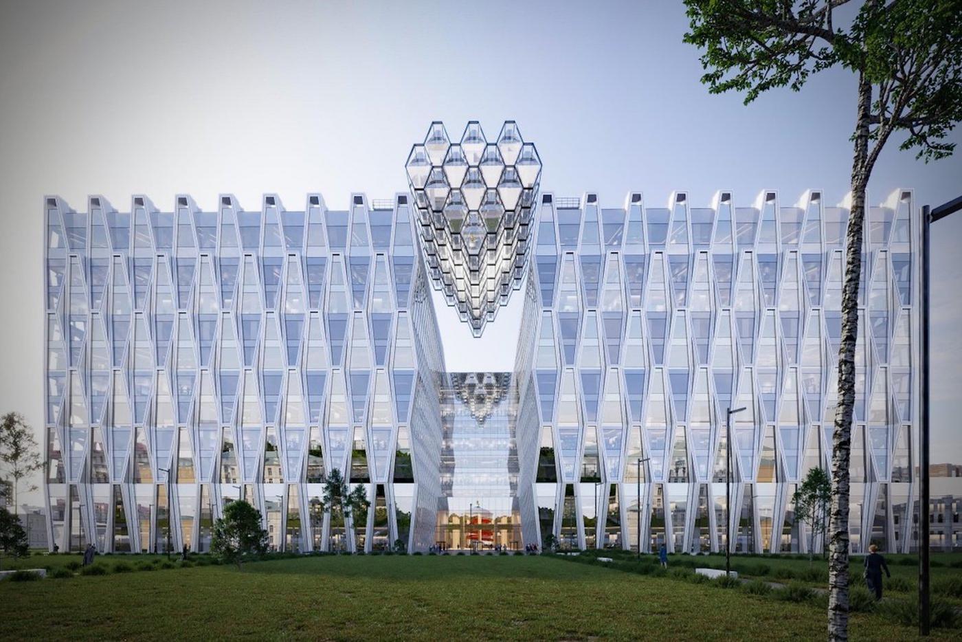 Строительство комплекса с уникальным "пульсирующим сердцем" на фасаде планируют завершить в 2028 году.