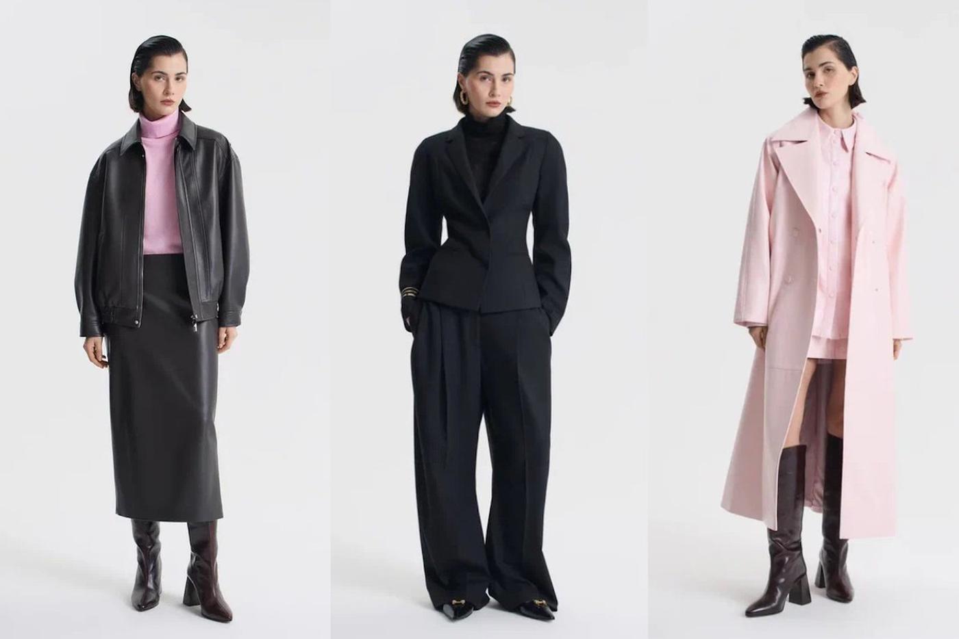 Офисный дресс-код переосмыслен через архитектурный крой и цветовые акценты.