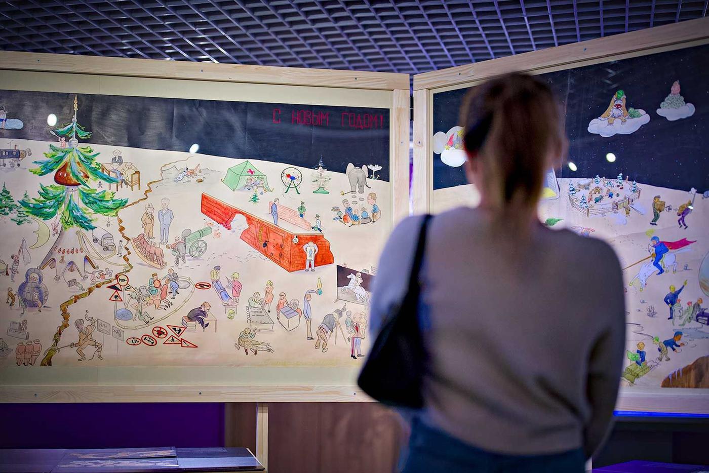 В Музее космонавтики можно увидеть стенгазеты, нарисованные покорителями космоса