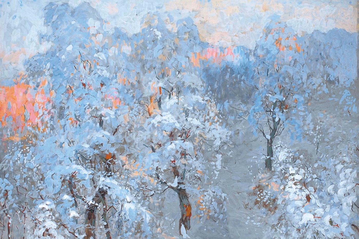 Константин Горбатов. Зимний пейзаж (Деревья в зимнем серебре). 1909 г.