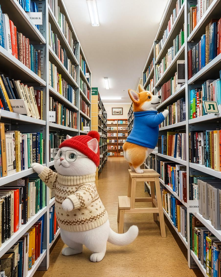 Персонажи "Зимы в Москве" "заглянули" в библиотеку в новом репортаже "Мосфото"