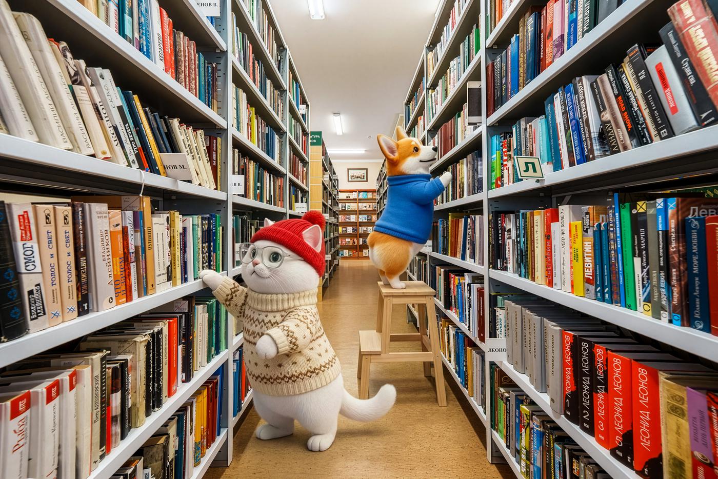 Персонажи "Зимы в Москве" "заглянули" в библиотеку в новом репортаже "Мосфото"