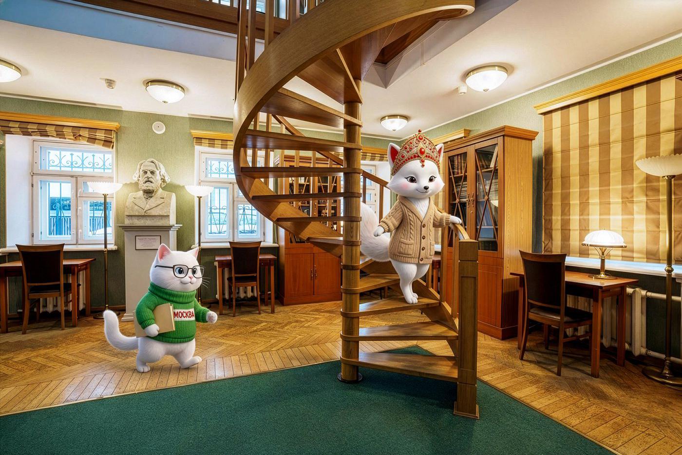 Персонажи проекта "Зима в Москве" в библиотеке.