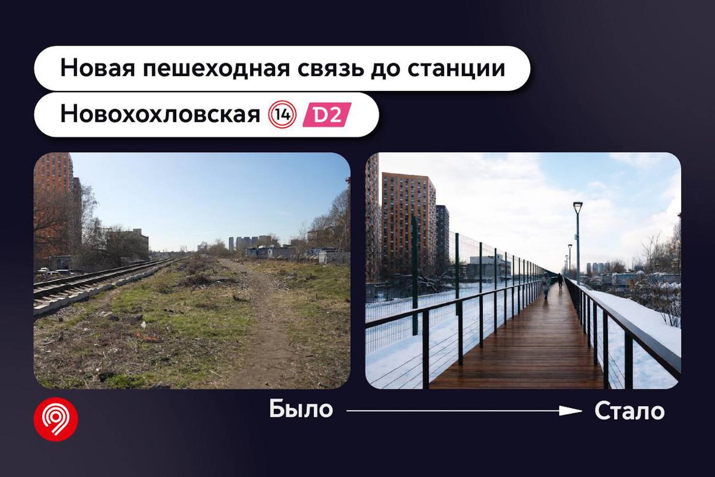 Открыт новый пешеходный путь между станциями "Новохохловская" МЦД-2 и МЦК и новым большим ЖК