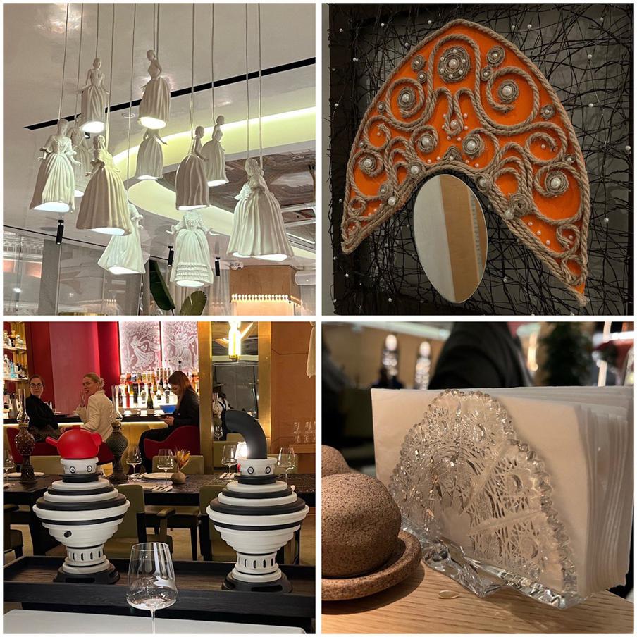 Детали интерьера в ресторане хочется рассматривать, что поможет скоротать время в ожидании заказа.