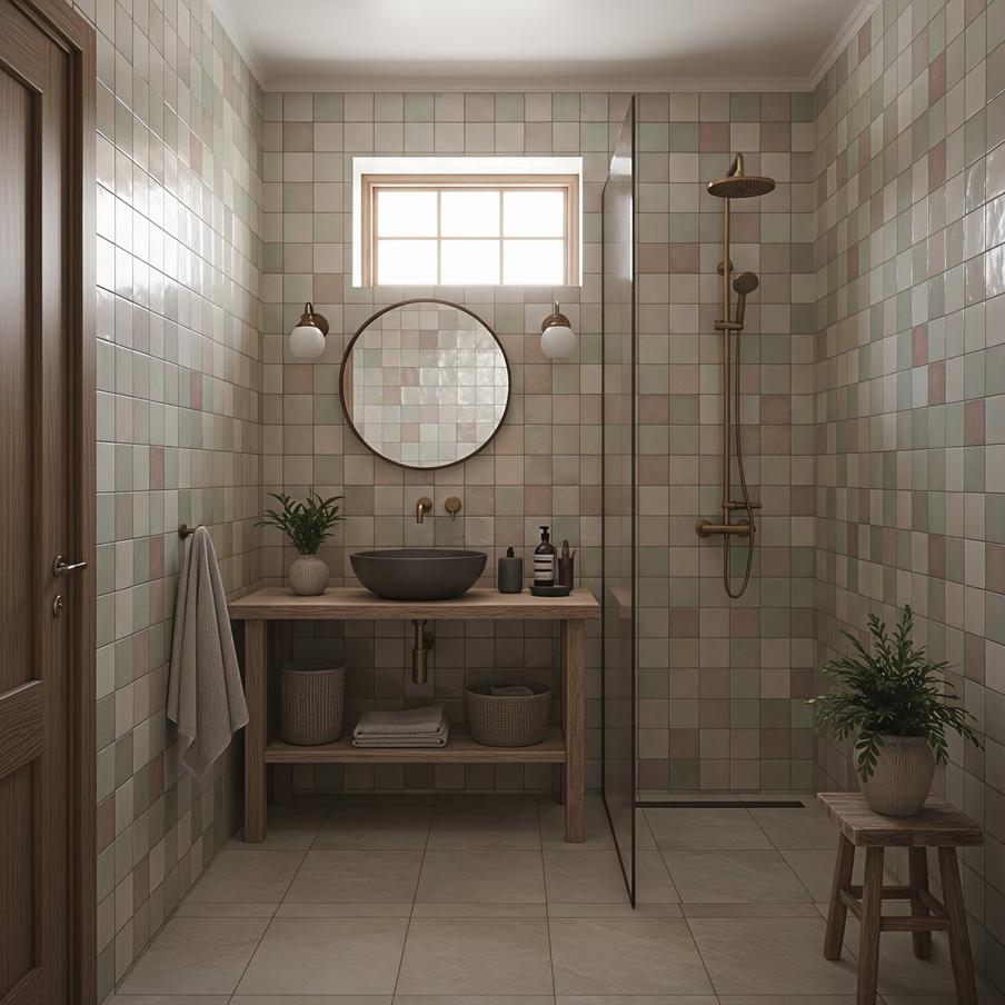 Ванная комната в стиле рустик.