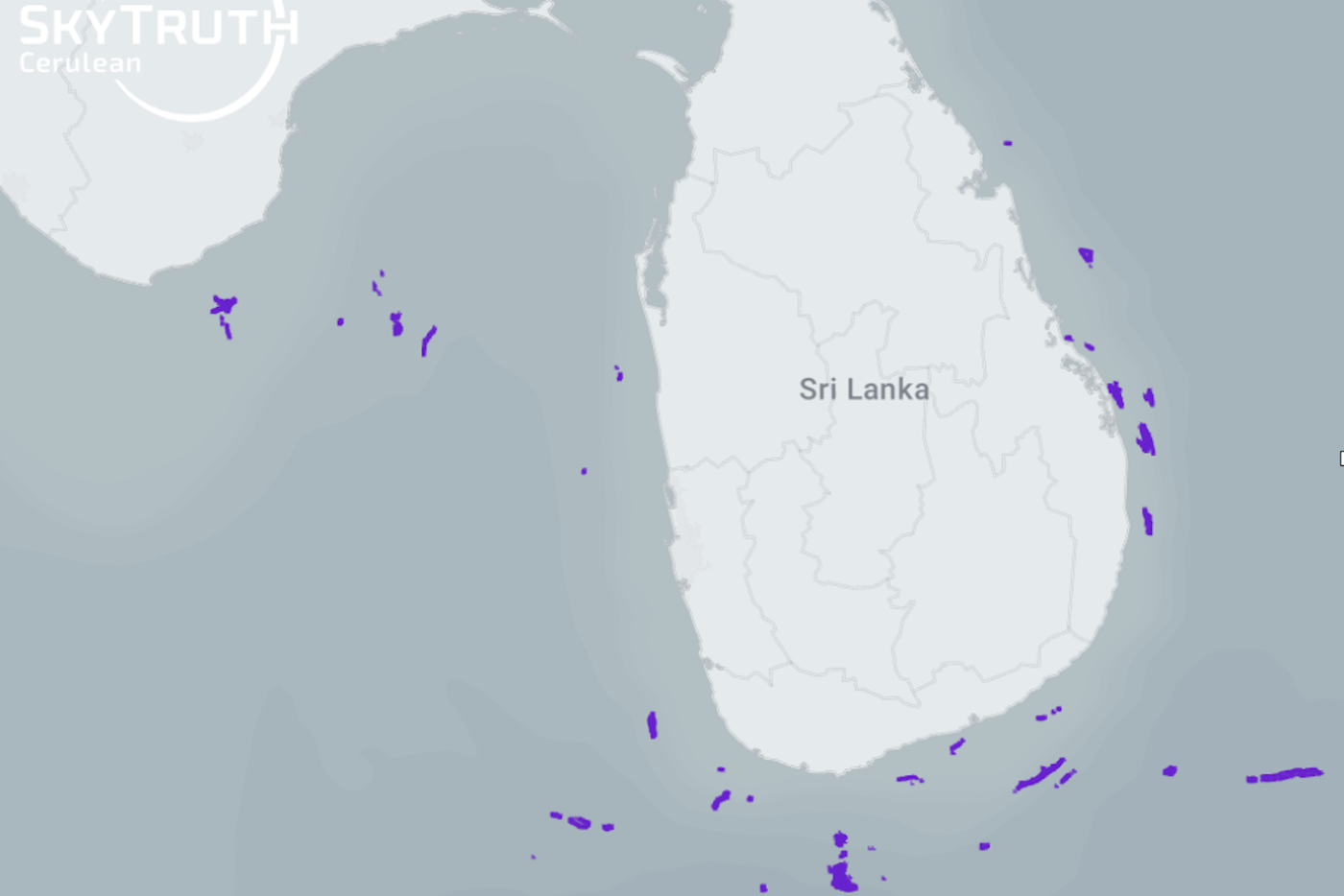 Карта нефтяных загрязнений в этом районе, выявленных по спутниковым радиолокационным данным с 1 по 28 февраля 2026 года
